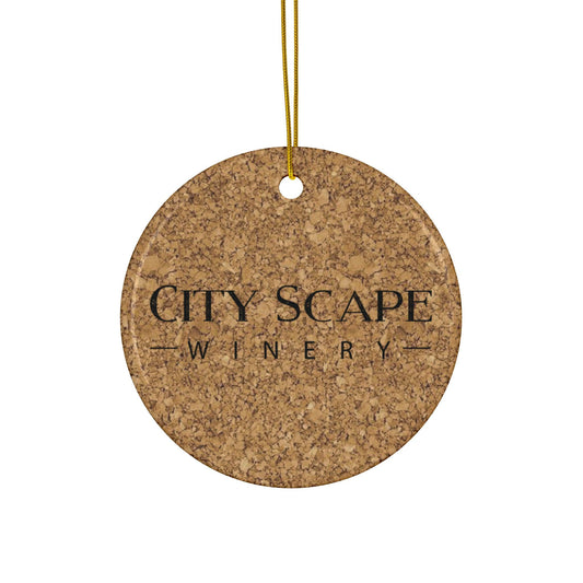 Ceramic Ornaments, Winery Wine Cork Christmas Holiday Ornaments, Custom Logo Print, Personalized Decoration, Wine Lover Gift, Ornament Set