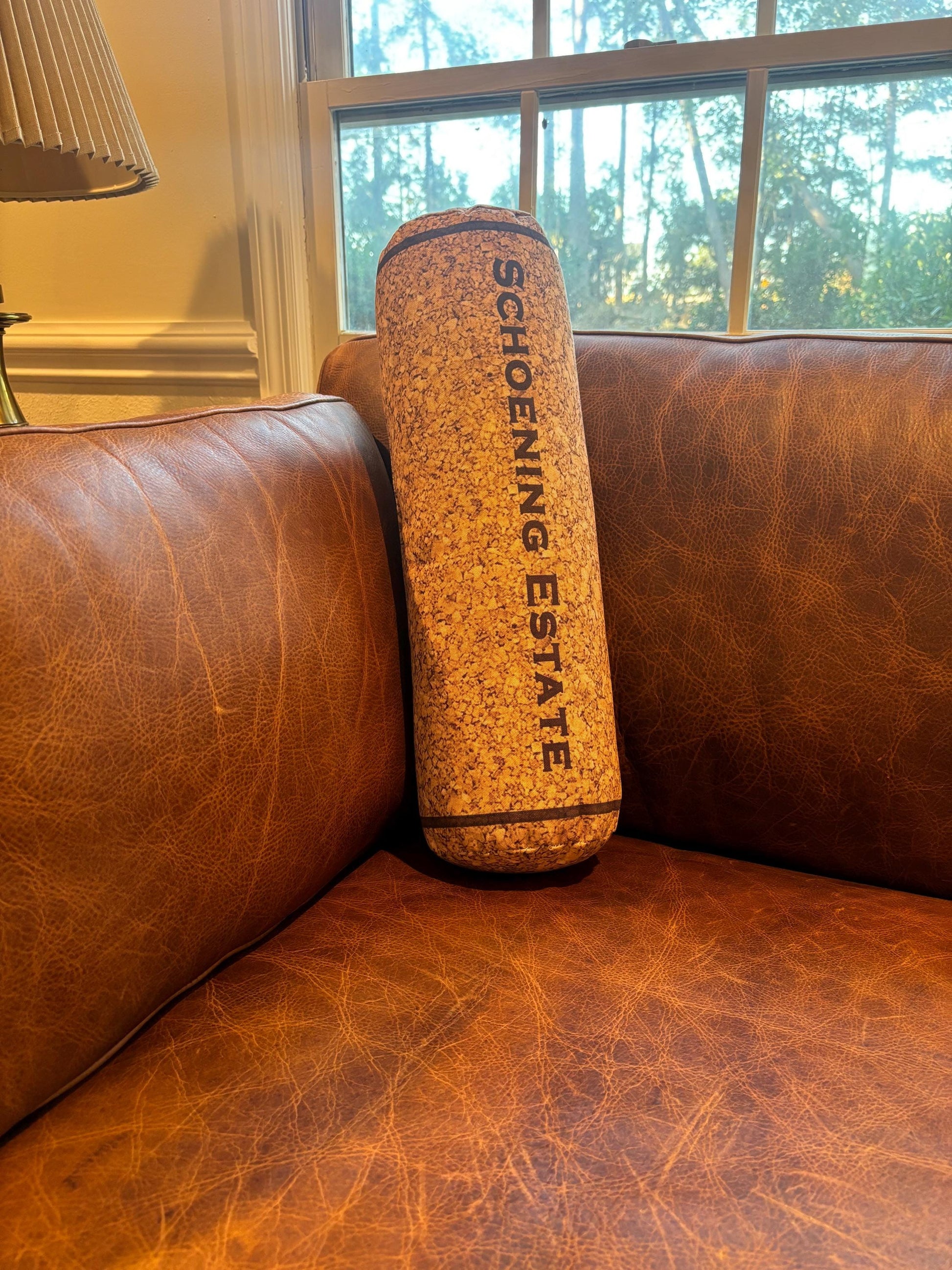 Custom embroidery wine cork pillow. Great wedding gift