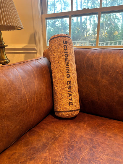 Custom embroidery wine cork pillow. Great wedding gift