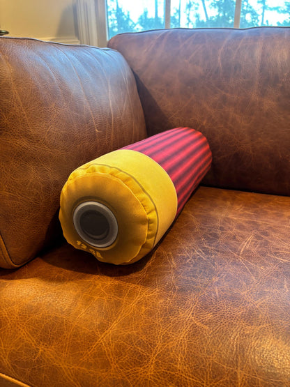 Red Shotgun shell pillow. Shaped like a real shotgun shell. Great gift for any hunter