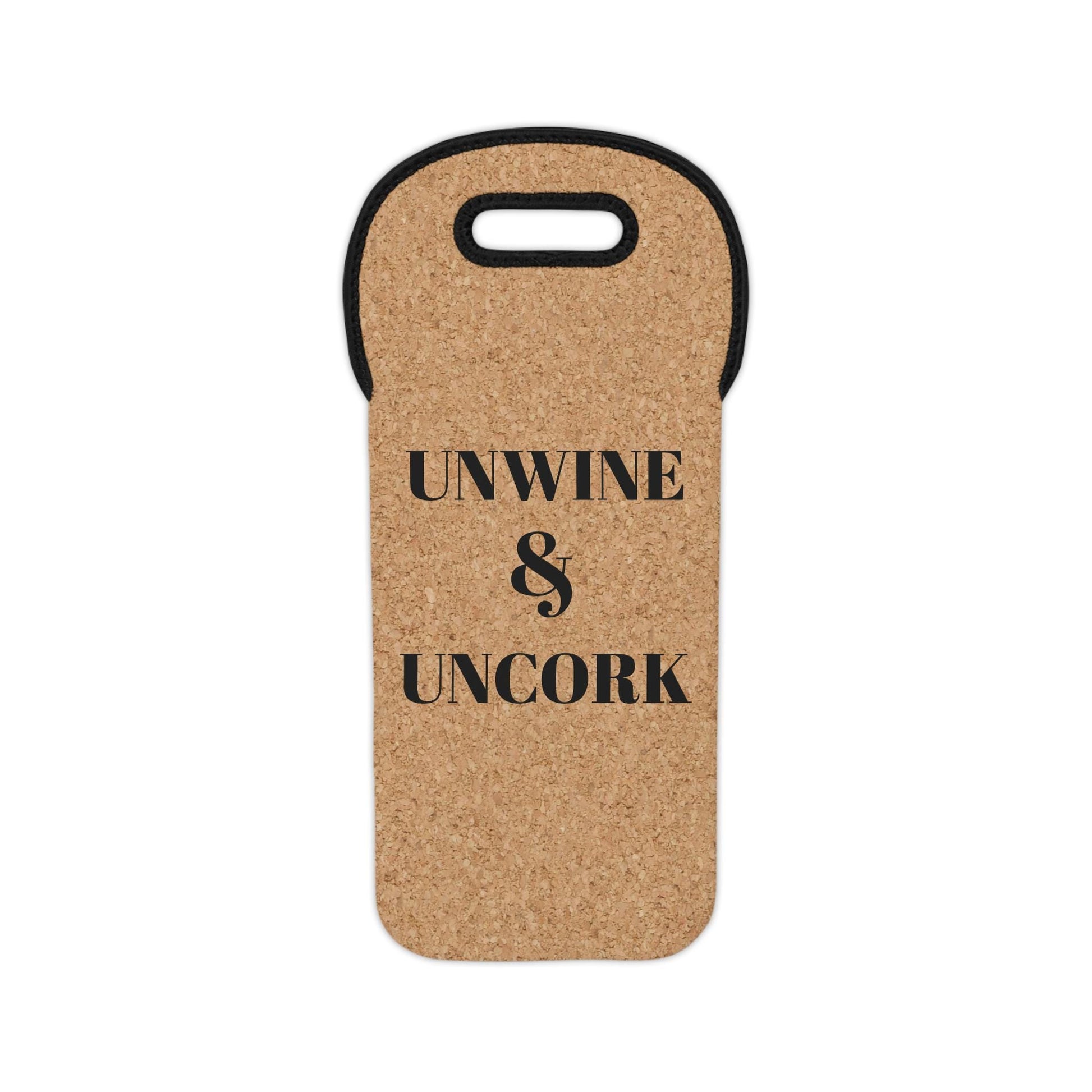 Wine Tote Bag, Wine Carrier with Unwine and Uncork Saying, Wine Accessory, Wine Lover Gift, Wine Drinker Present, Wine Bottle Holder