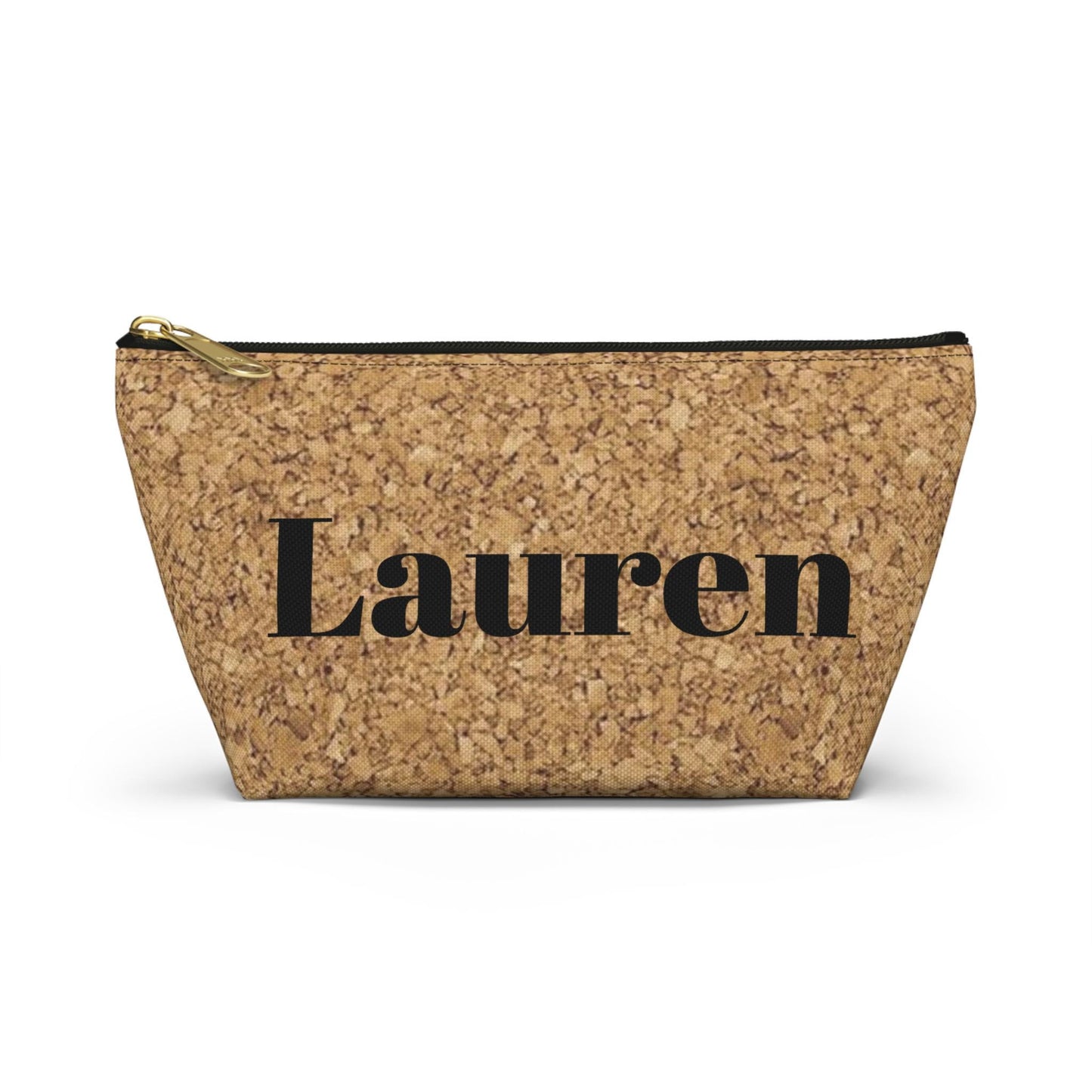 Personalized Wine Cork Accessory Pouch with T-Bottom, Wine Lover Gift, Customizable Makeup Bag, Small Travel Organizer, Eco-Friendly Zipper