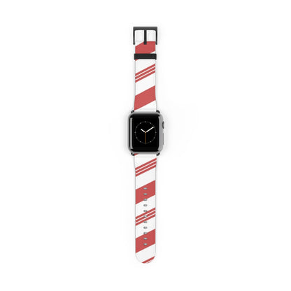 Watch Band, Peppermint Stick Design Pattern Wristband, Holiday Candy Cane Strap, Festive Christmas Accessory, Red and White Watch Bracelet,