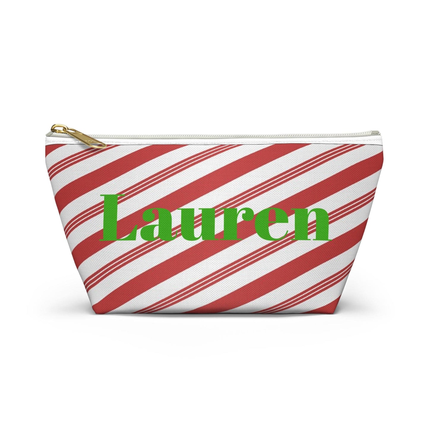 Peppermint Stick Accessory Pouch, Christmas Gift Bag, Holiday Makeup Case, Candy Cane Travel Organizer, Festive Pencil Holder