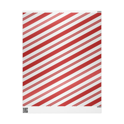 Gift Wrapping Paper, Peppermint Stick Design - Festive Holiday Present Wrap, Christmas Gift Wrap, Party Supplies, Craft Paper, Wrapping