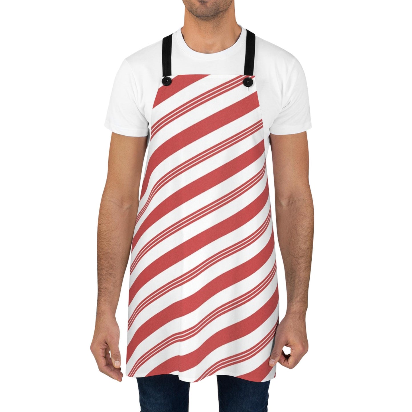 Personalized Peppermint Stick Chef Apron, Custom Name Cooking Apron, Kitchen Gift, Christmas Apron, Holiday Cooking, Baking Apron