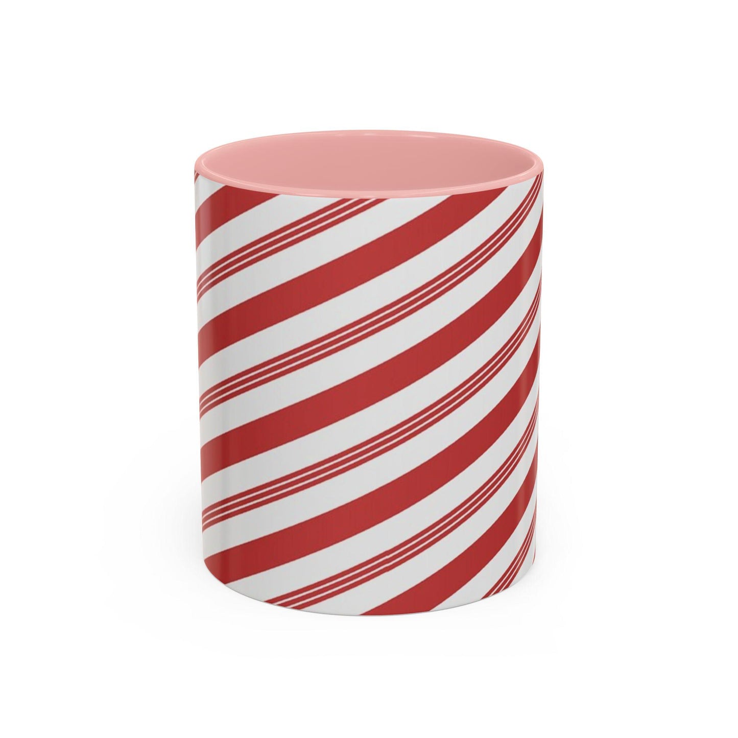 Peppermint Stick Ceramic Coffee Mug, Christmas Holiday Cup, Festive Winter Theme Tea Mug, Red and White Seasonal Beverage Mug, 11oz, 15oz