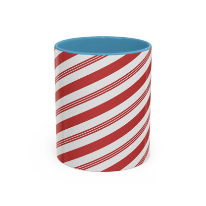 Peppermint Stick Ceramic Coffee Mug, Christmas Holiday Cup, Festive Winter Theme Tea Mug, Red and White Seasonal Beverage Mug, 11oz, 15oz