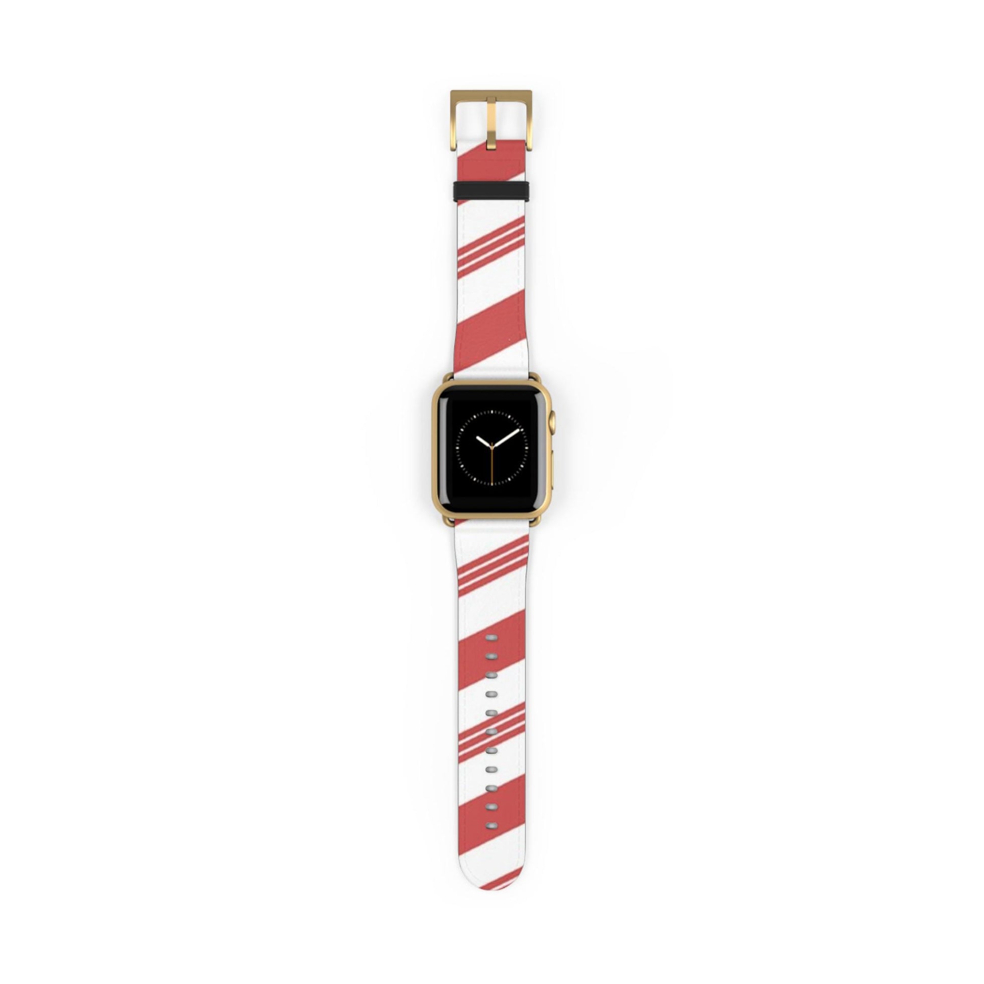 Watch Band, Peppermint Stick Design Pattern Wristband, Holiday Candy Cane Strap, Festive Christmas Accessory, Red and White Watch Bracelet,