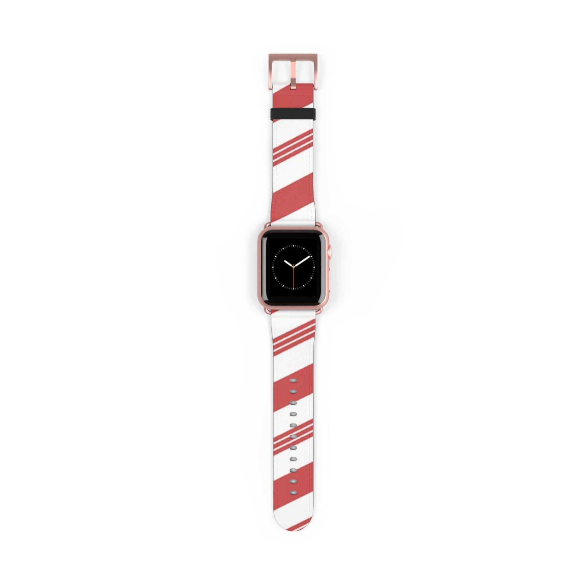 Watch Band, Peppermint Stick Design Pattern Wristband, Holiday Candy Cane Strap, Festive Christmas Accessory, Red and White Watch Bracelet,