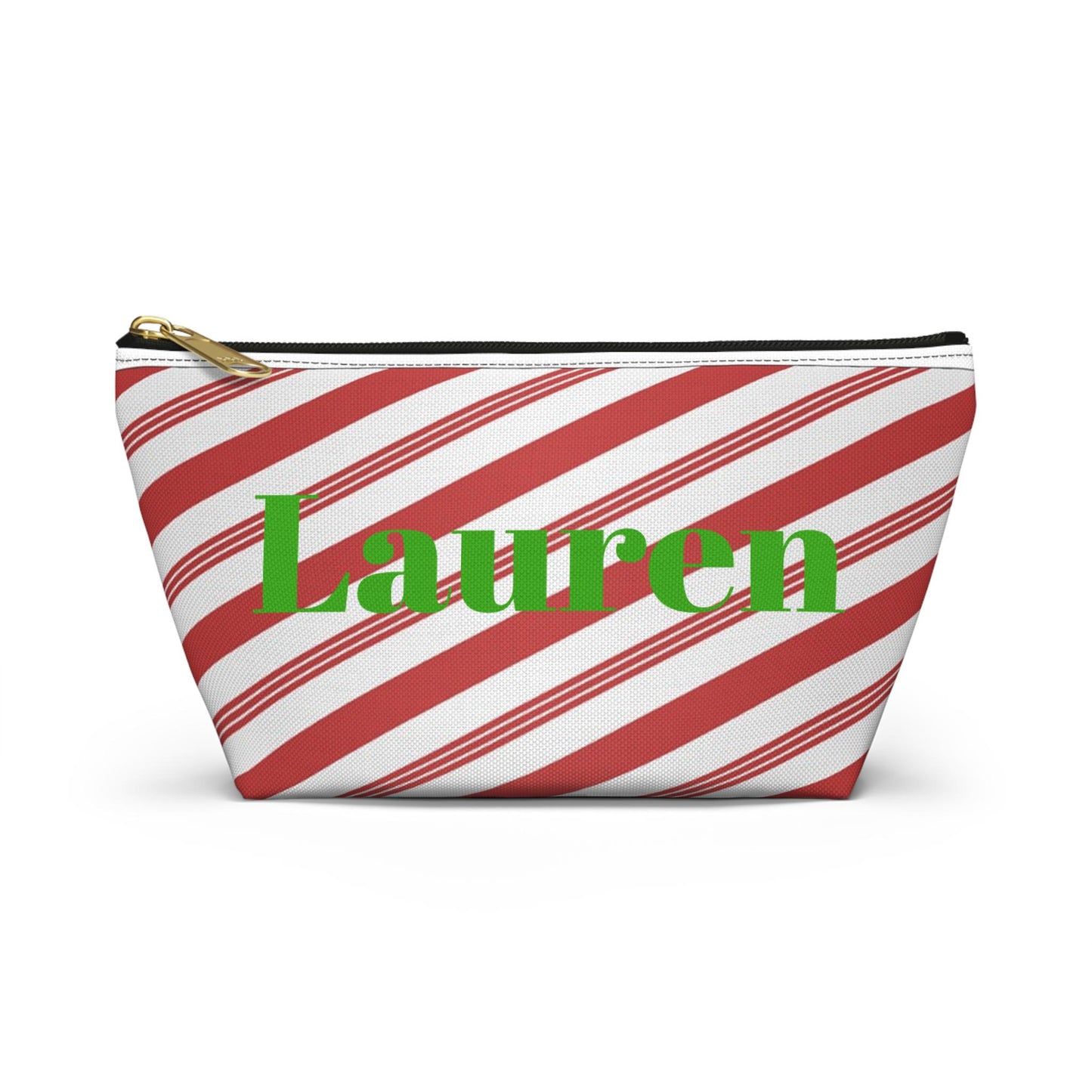 Peppermint Stick Accessory Pouch, Christmas Gift Bag, Holiday Makeup Case, Candy Cane Travel Organizer, Festive Pencil Holder