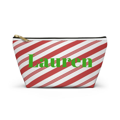 Peppermint Stick Accessory Pouch, Christmas Gift Bag, Holiday Makeup Case, Candy Cane Travel Organizer, Festive Pencil Holder