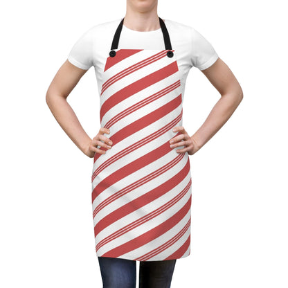 Personalized Peppermint Stick Chef Apron, Custom Name Cooking Apron, Kitchen Gift, Christmas Apron, Holiday Cooking, Baking Apron