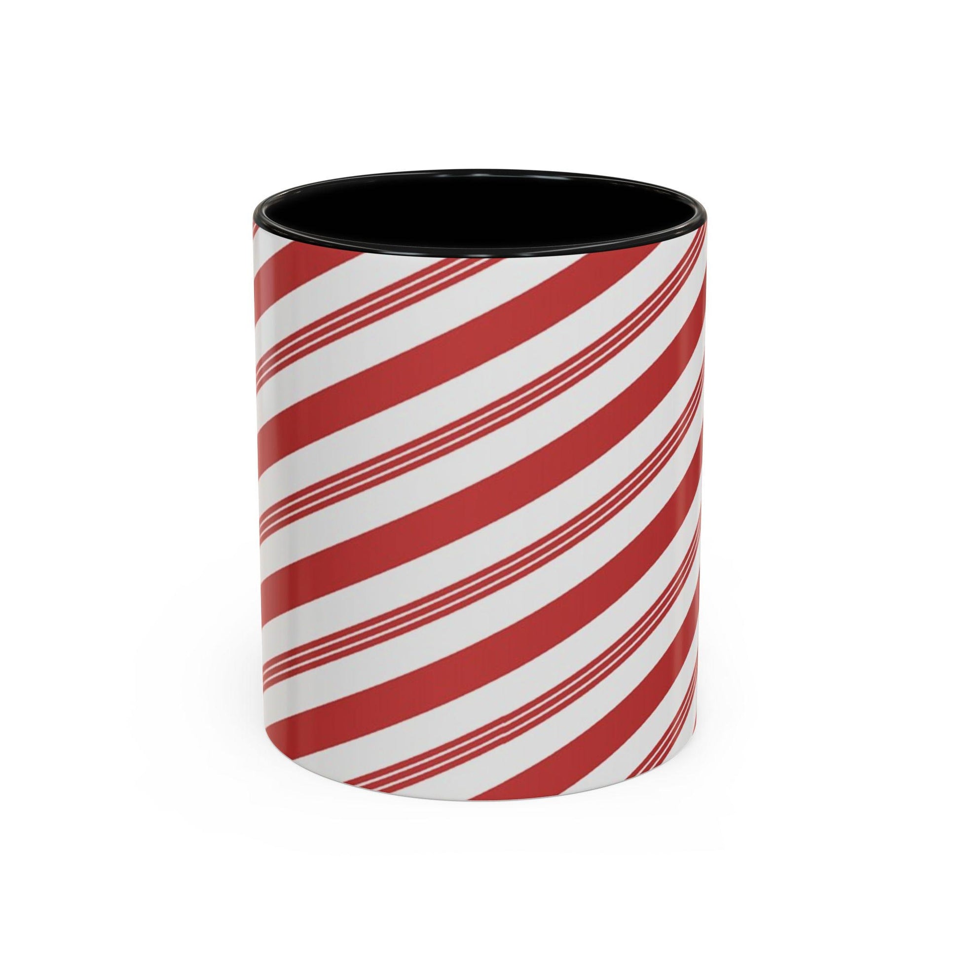 Peppermint Stick Ceramic Coffee Mug, Christmas Holiday Cup, Festive Winter Theme Tea Mug, Red and White Seasonal Beverage Mug, 11oz, 15oz