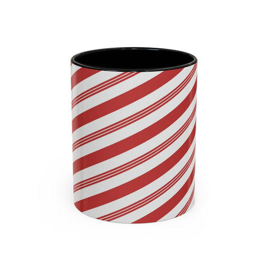 Peppermint Stick Ceramic Coffee Mug, Christmas Holiday Cup, Festive Winter Theme Tea Mug, Red and White Seasonal Beverage Mug, 11oz, 15oz