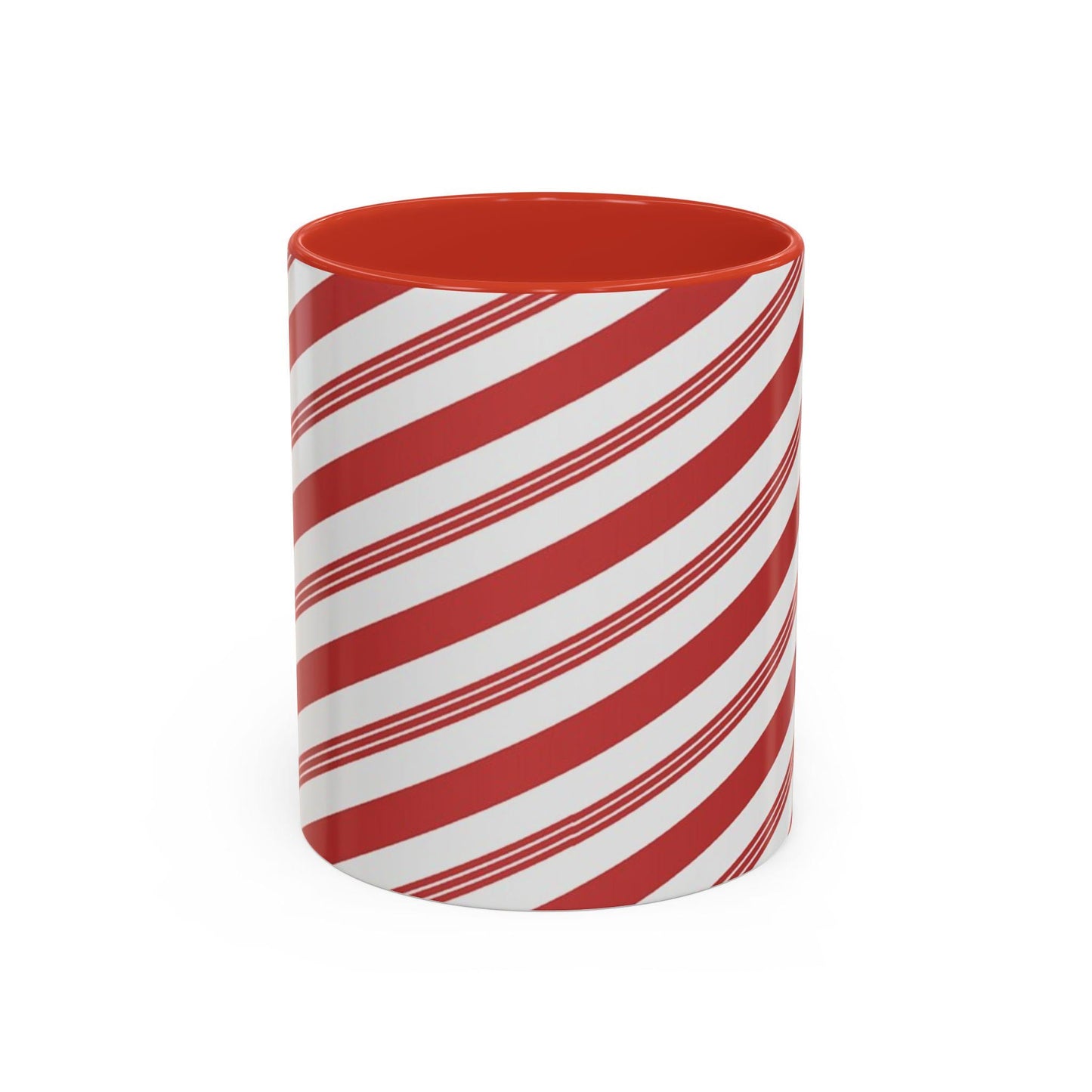 Peppermint Stick Ceramic Coffee Mug, Christmas Holiday Cup, Festive Winter Theme Tea Mug, Red and White Seasonal Beverage Mug, 11oz, 15oz