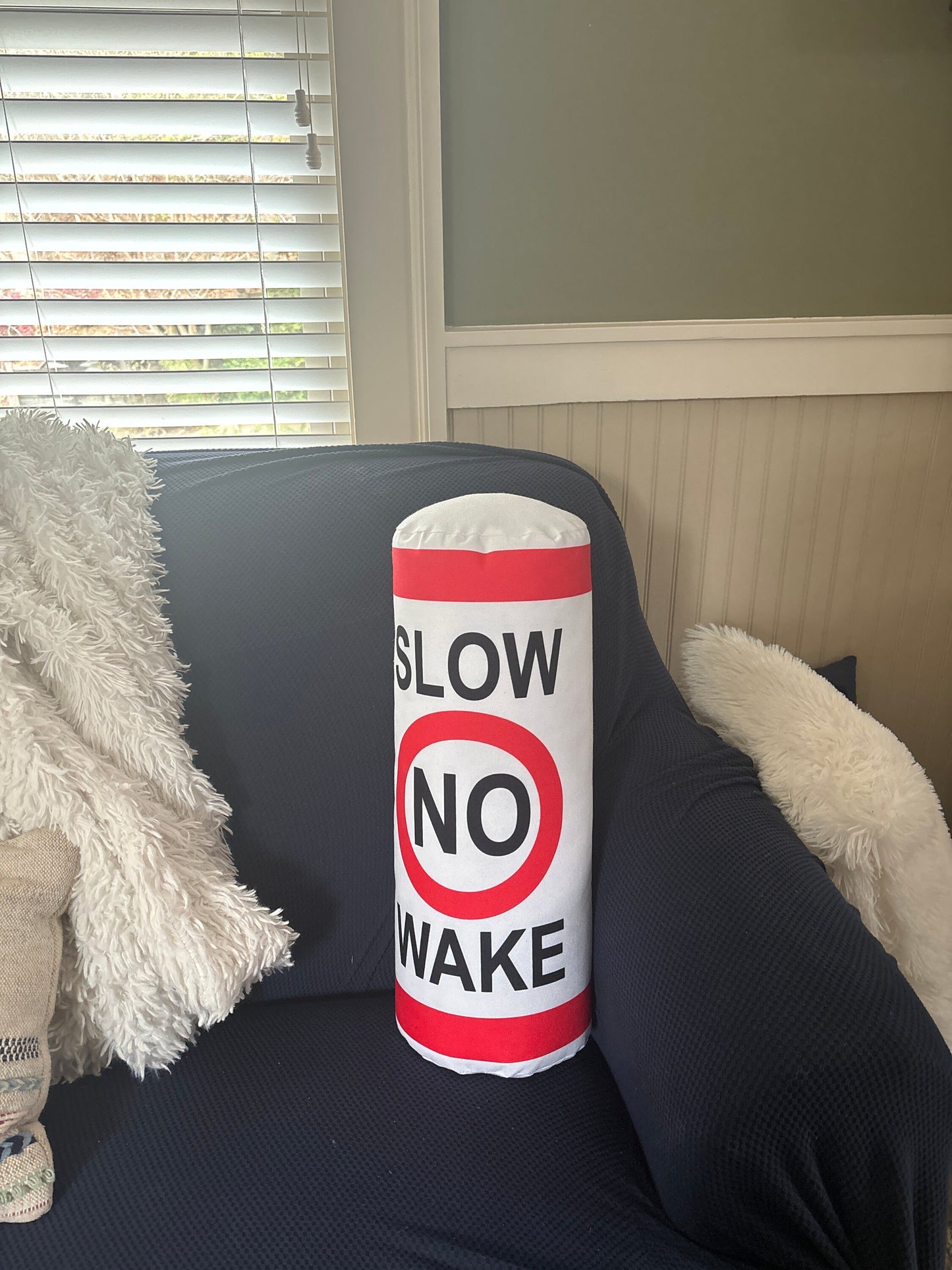 Slow No Wake  buoy Lake Tubular Pillow